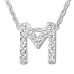 18kt White Gold Plated Letter M Comes With 18" Chain